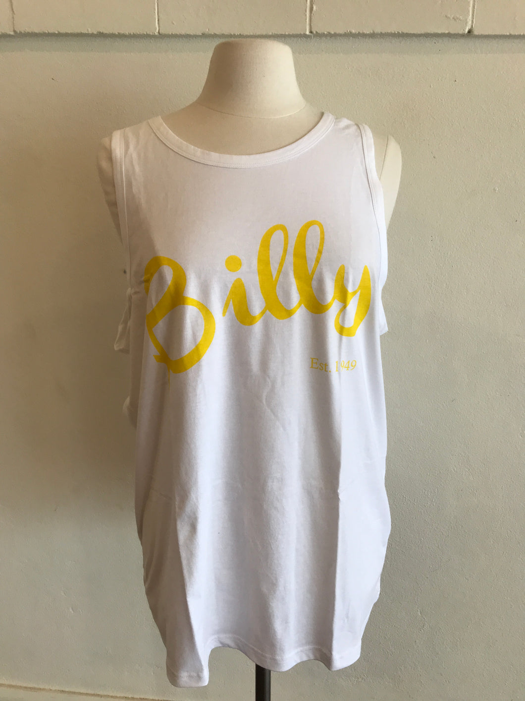 White unisex Billy singlet